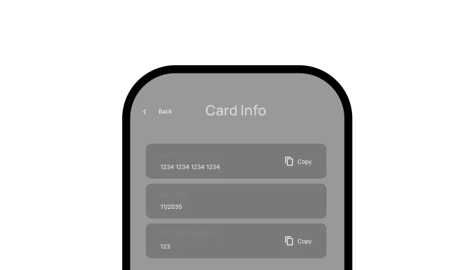 Use the virtual card info to pay your bill image