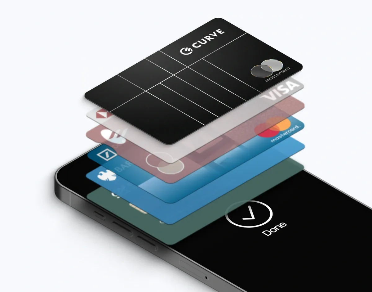 Stacked cards in Curve Pay app